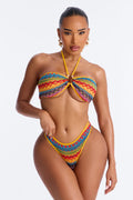 Riley Textured 2 Piece Bandeau Bikini Set - Multi Color