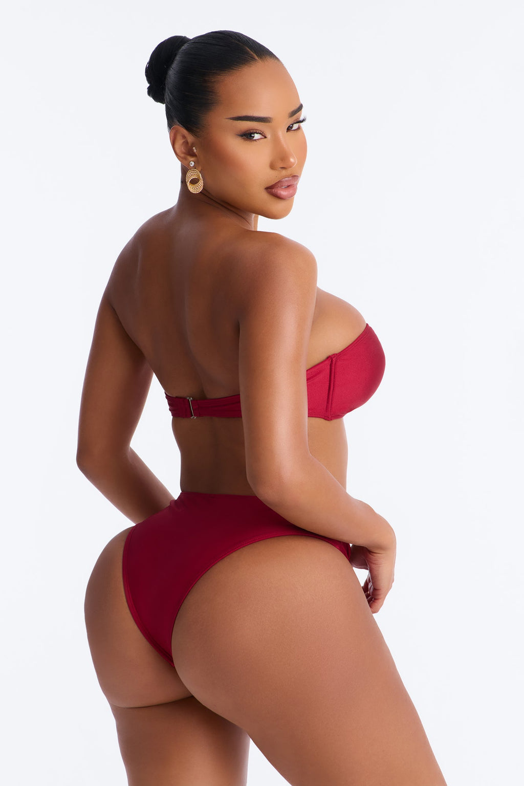 Eloise 2 Piece Strapless Bandeau Bikini Set - Burgundy