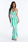 Anais Striped Halter Maxi Dress - Green/combo