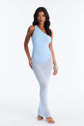 High Energy Sheer Lace Maxi Dress - Light Blue