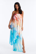 Out In Paradise Strapless Maxi Dress - Turquoise/combo