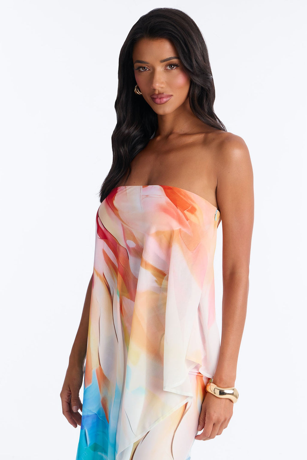 Out In Paradise Strapless Maxi Dress - Turquoise/combo