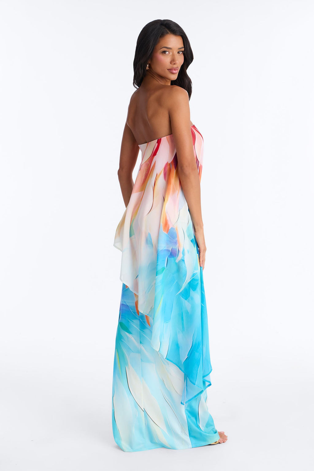 Out In Paradise Strapless Maxi Dress - Turquoise/combo