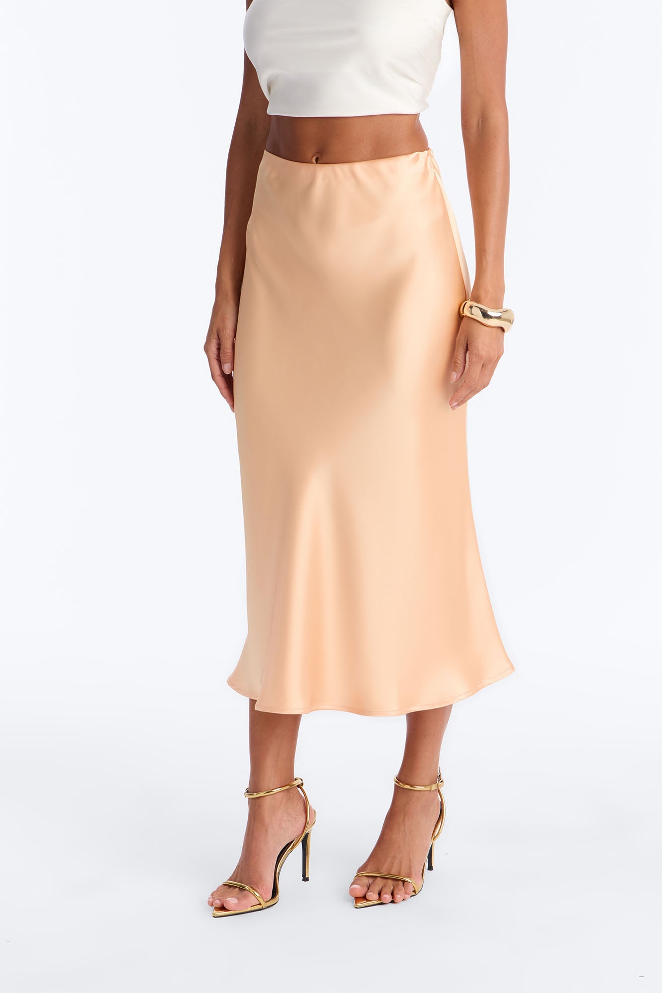 Girls Need Love Satin Midi Skirt - Orange