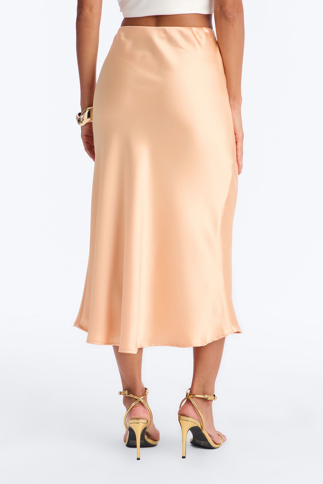 Girls Need Love Satin Midi Skirt - Orange