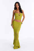 Solia Strapless Crochet Skirt Set - Chartreuse