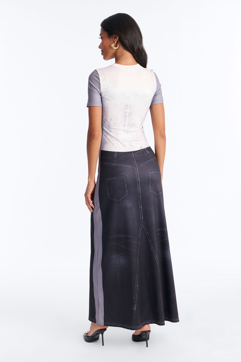 Armada Printed T Shirt Maxi Dress - Grey/combo