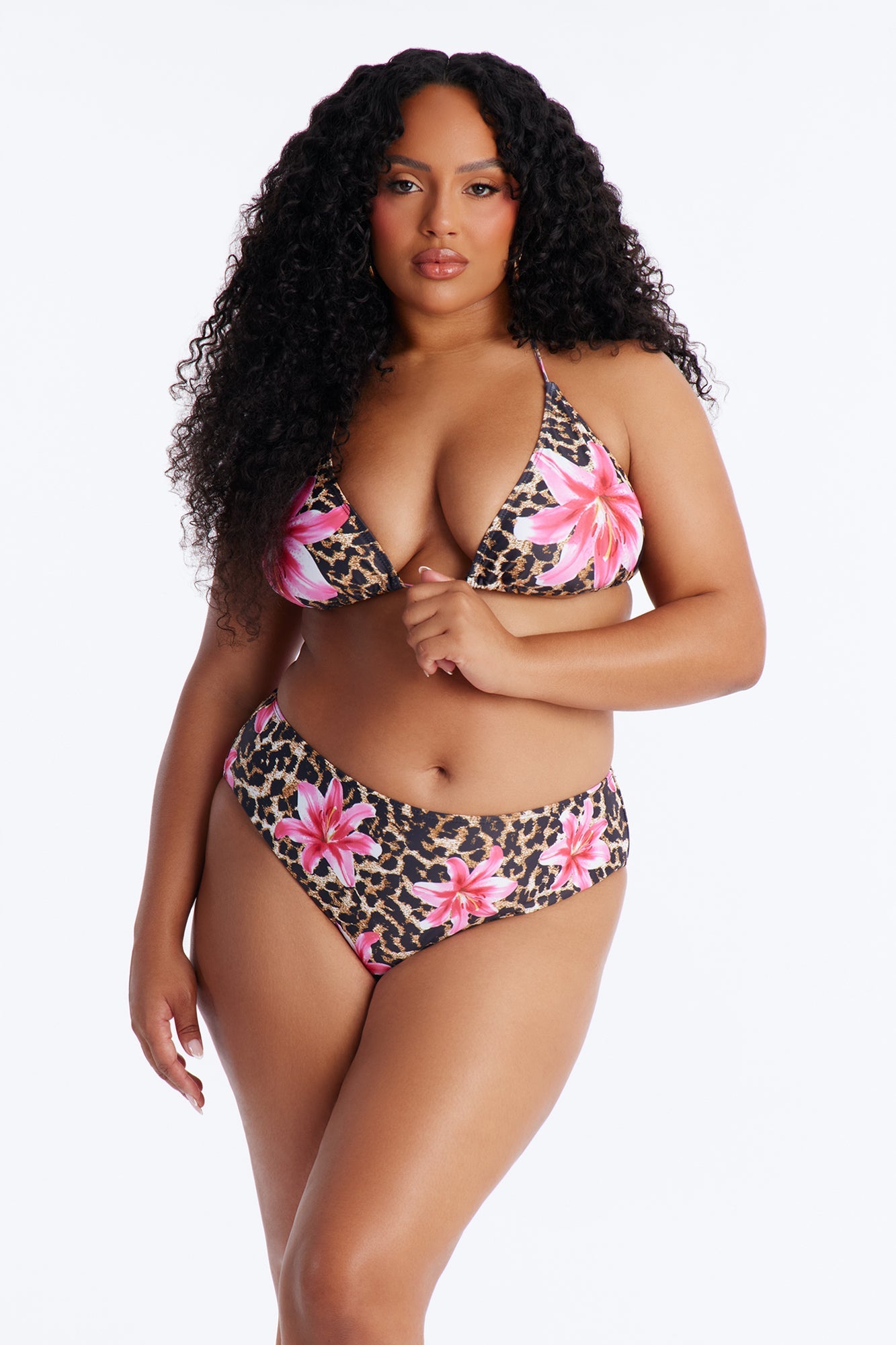 Rosy Reef 3 Piece Leopard Triangle Bikini Skirt Set - Leopard