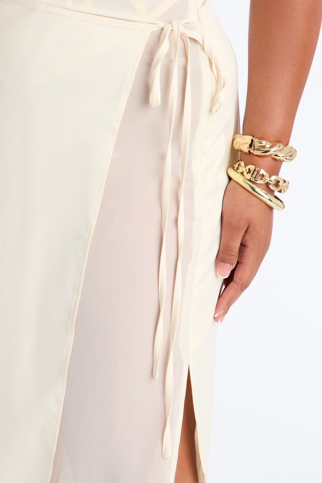 Phoebe Satin Wrap Maxi Skirt - Ivory