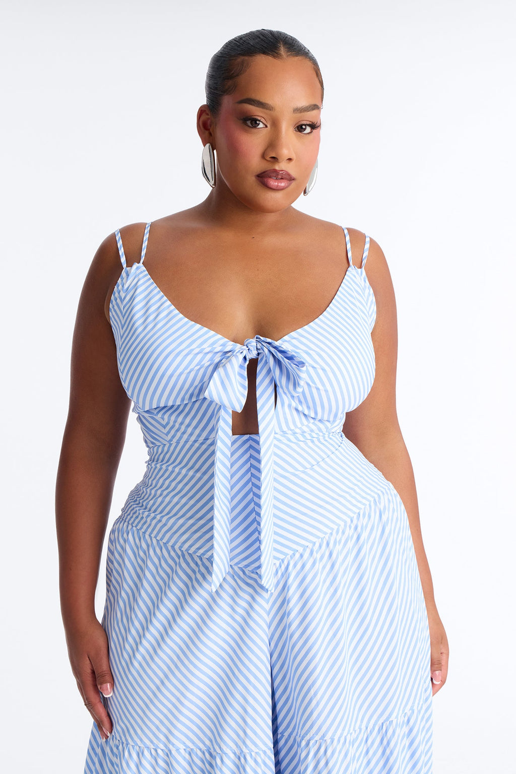 Bre Tiered Stripe Wide Leg Jumpsuit - Blue