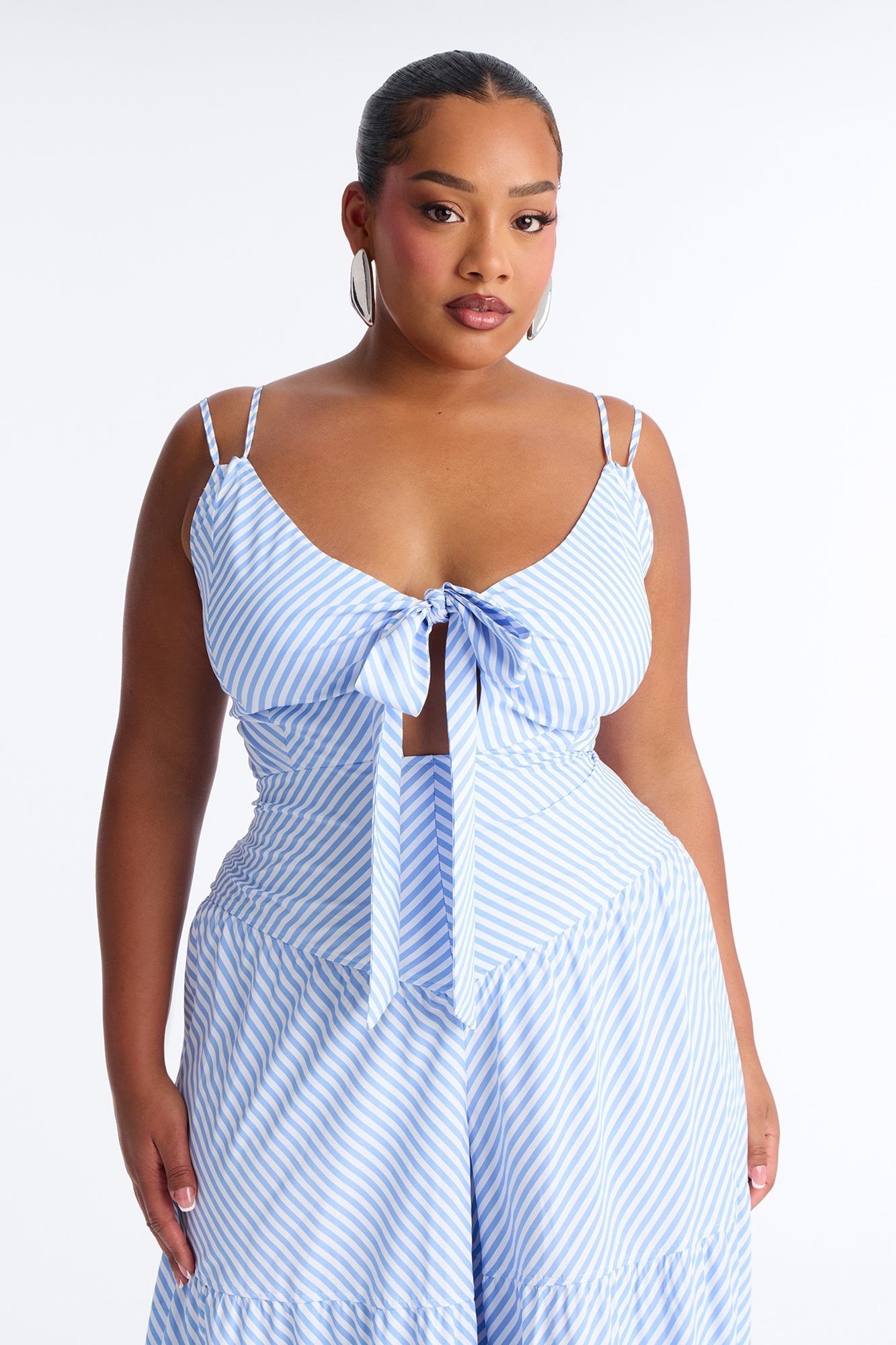 Bre Tiered Stripe Wide Leg Jumpsuit - Blue