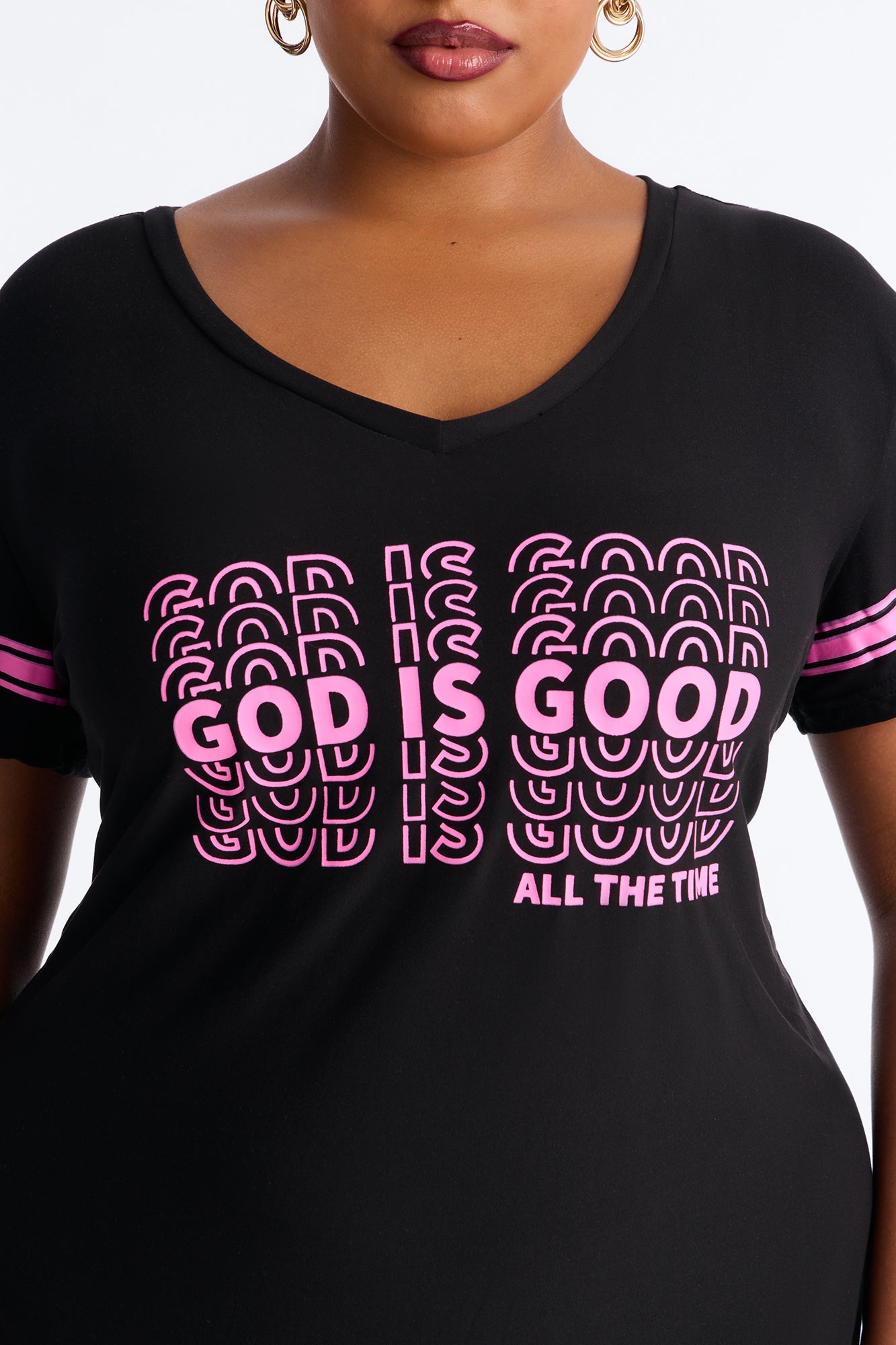 God Is Good Short Sleeve PJ Sleep Shirt - Black/Pink