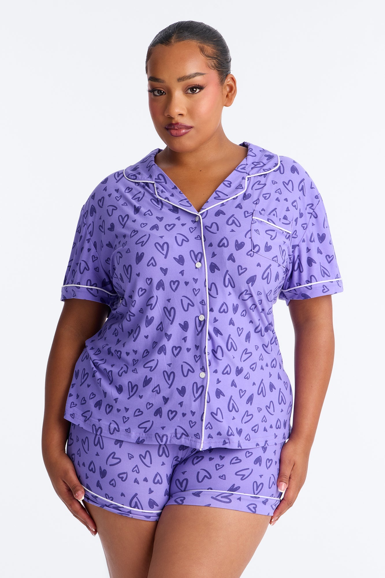 Love Everywhere Short Sleeve PJ Short Set - Purple