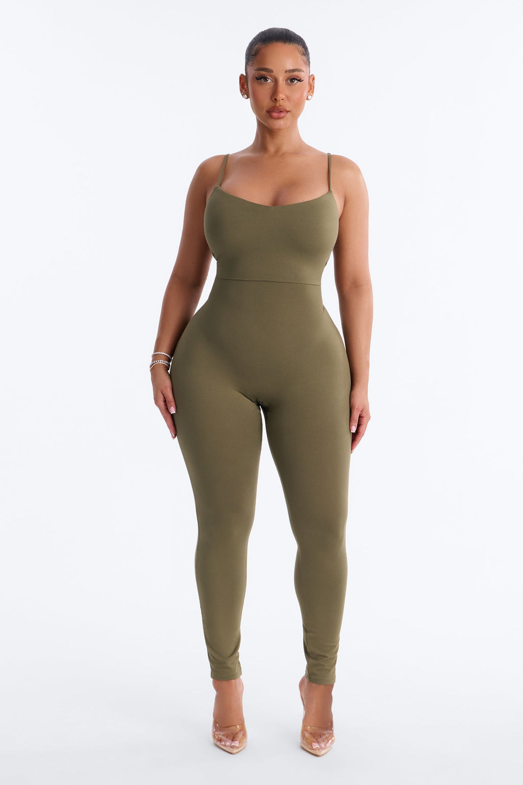 Marina Built In Bra Cami Catsuit - Olive