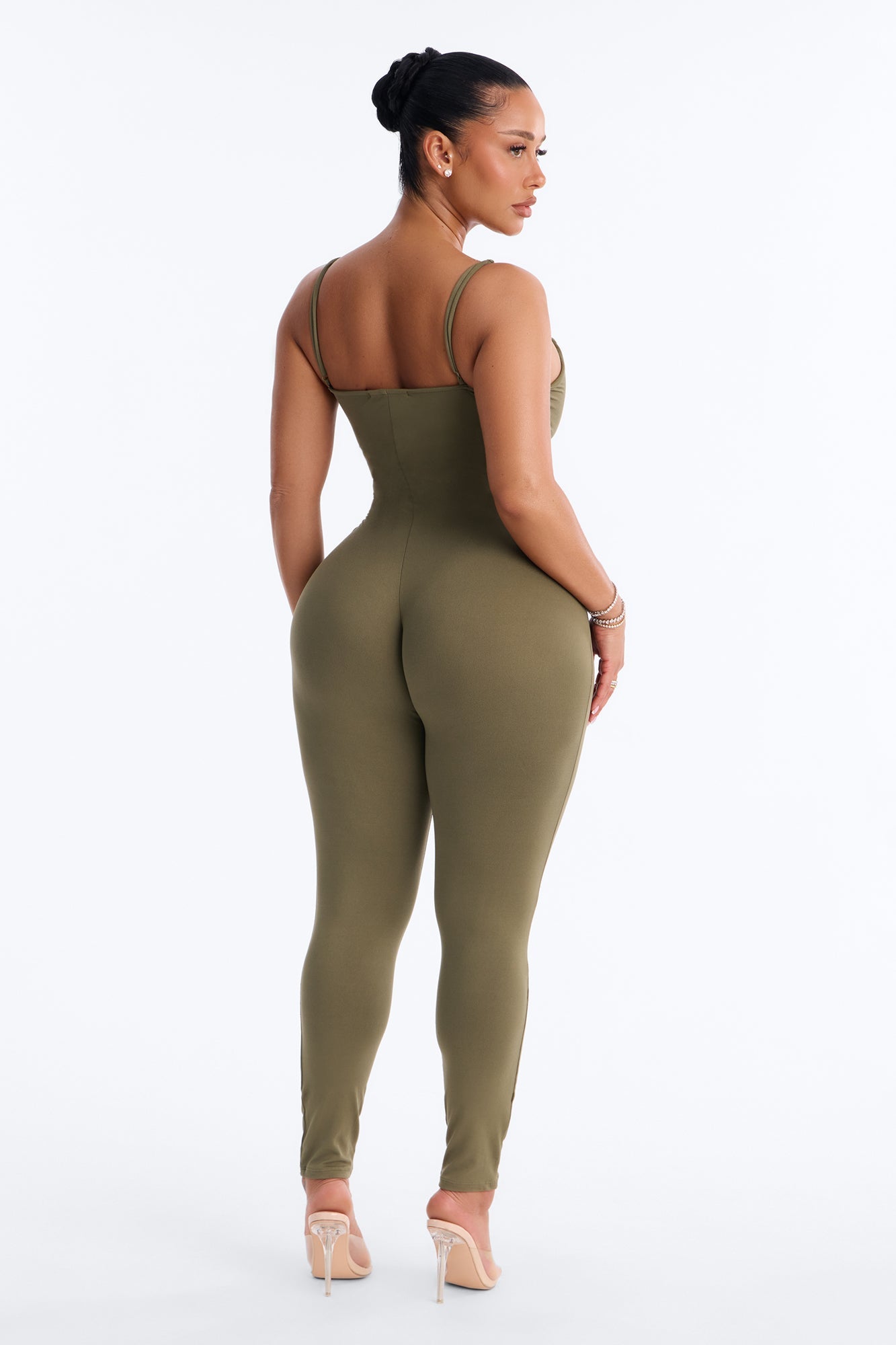 Marina Built In Bra Cami Catsuit - Olive