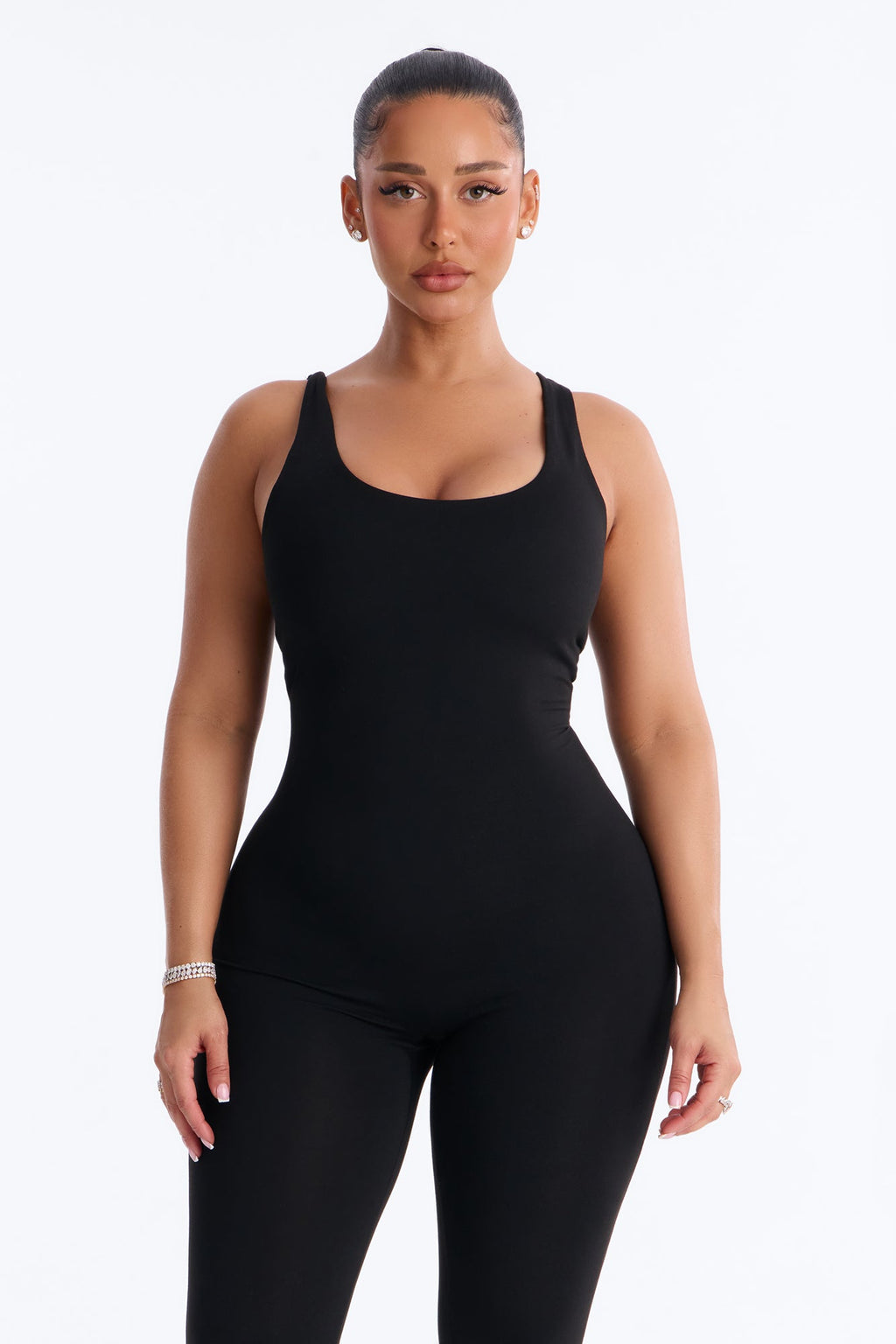Malia Built In Bra Catsuit - Black