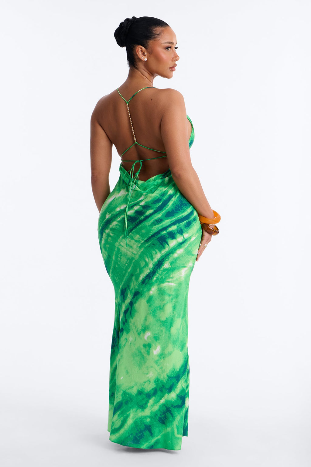 Dream Haze Backless Maxi Dress - Green/combo