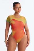 Hottest Touch Short Sleeve Mesh Bodysuit - Multi Color