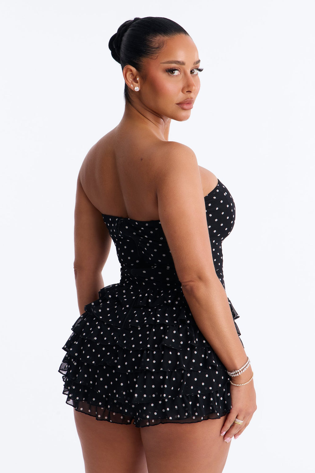 Jennice Polka Dot Micro Romper - Black