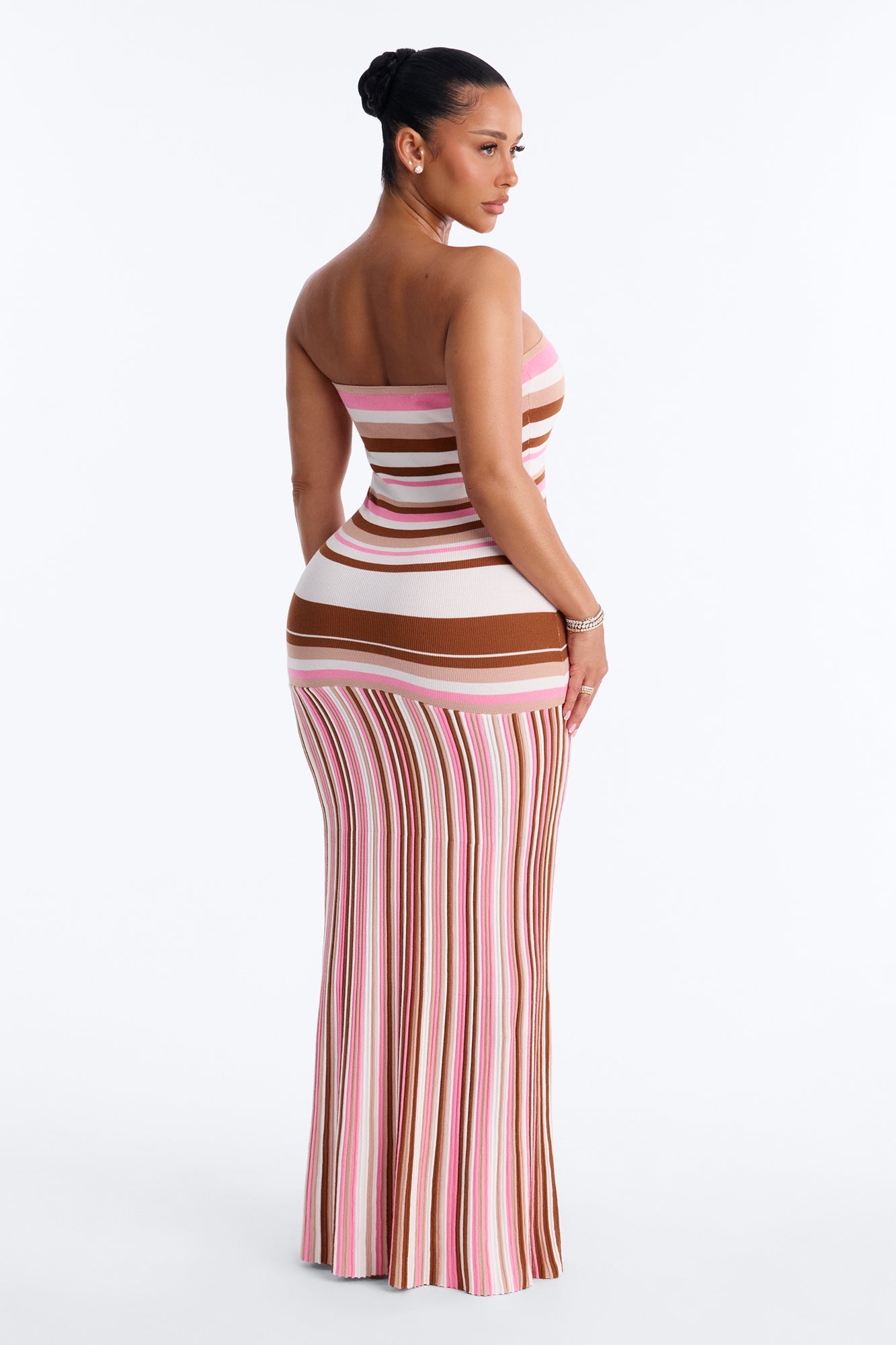 Sweet As Candy Strapless Sweater Maxi Dress - Pink/combo