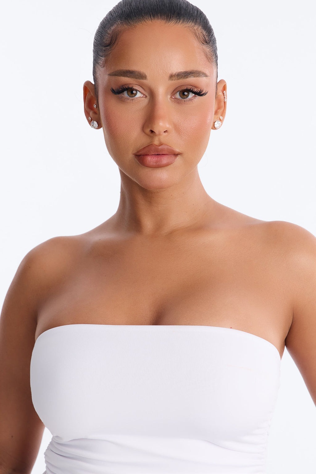 Taylor Ruched Strapless Tube Top - White