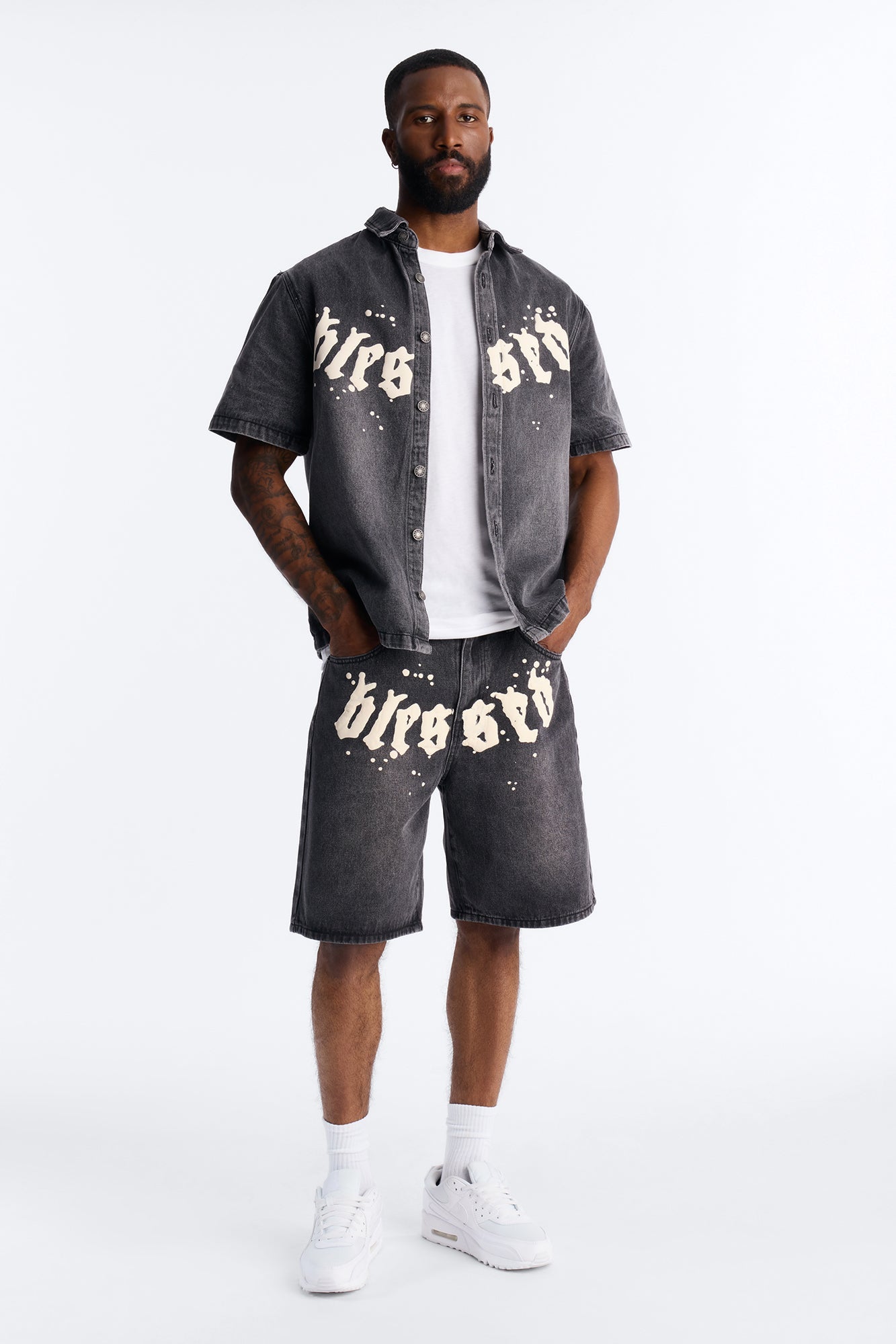 Relaxed Been Blessed Denim Shorts - Black Wash