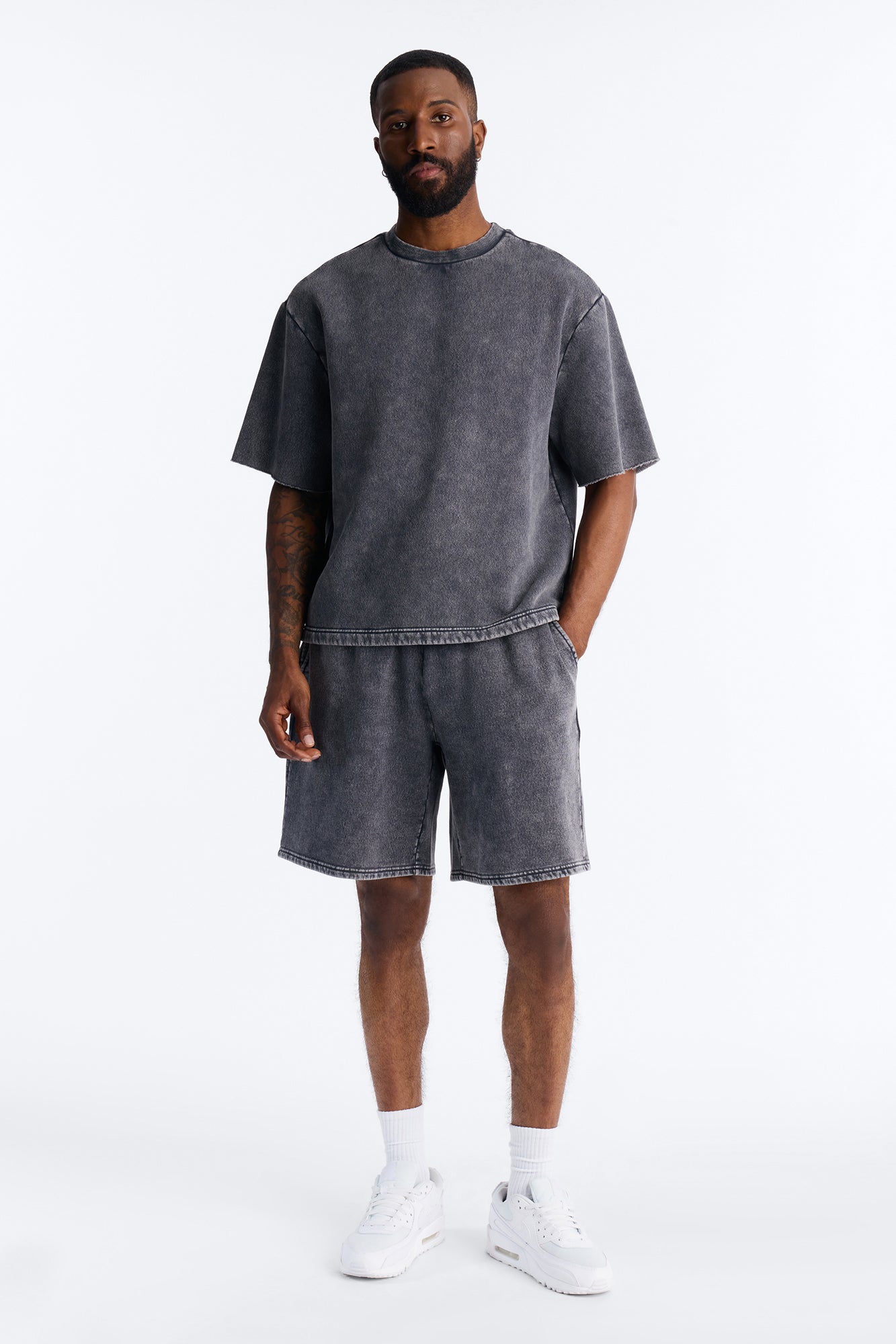 On The Go Washed Tee - Charcoal