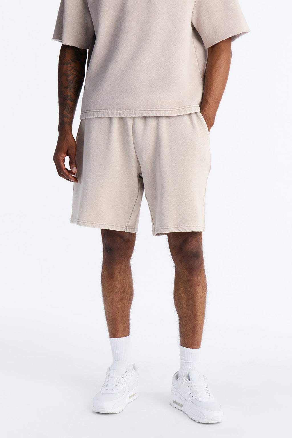On The Go Washed Sweatshort - Taupe