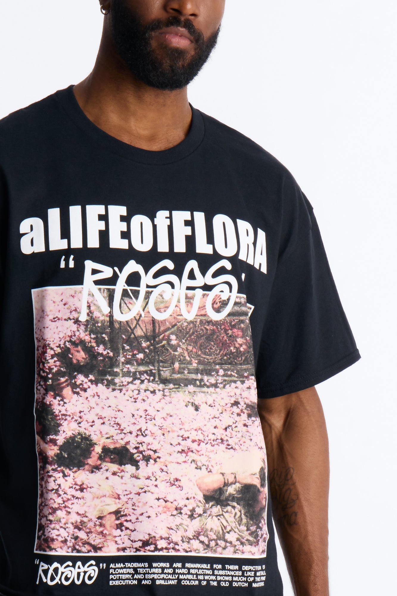 A Life Of Flora Oversized Short Sleeve Tee - Black