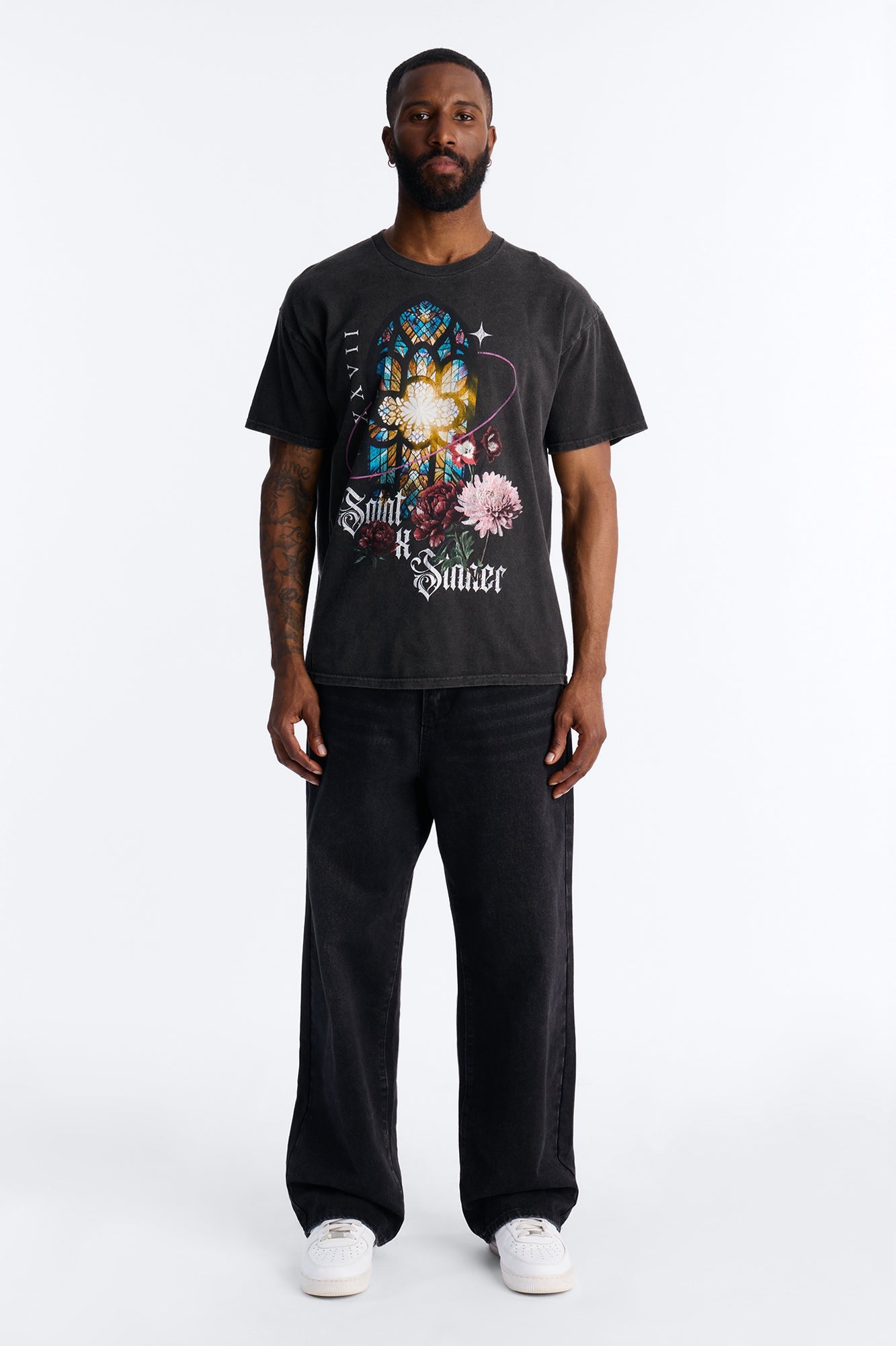 Saint Boquete Vintage Oversized Short Sleeve Tee - Black Wash