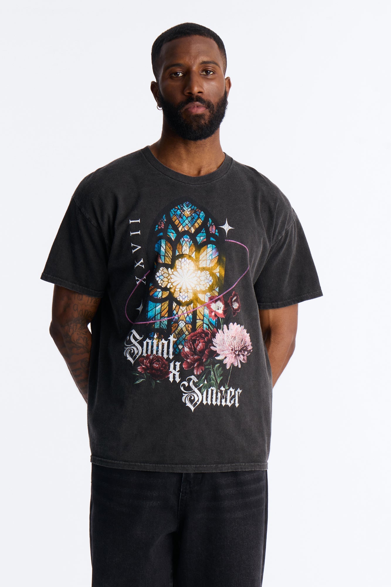 Saint Boquete Vintage Oversized Short Sleeve Tee - Black Wash