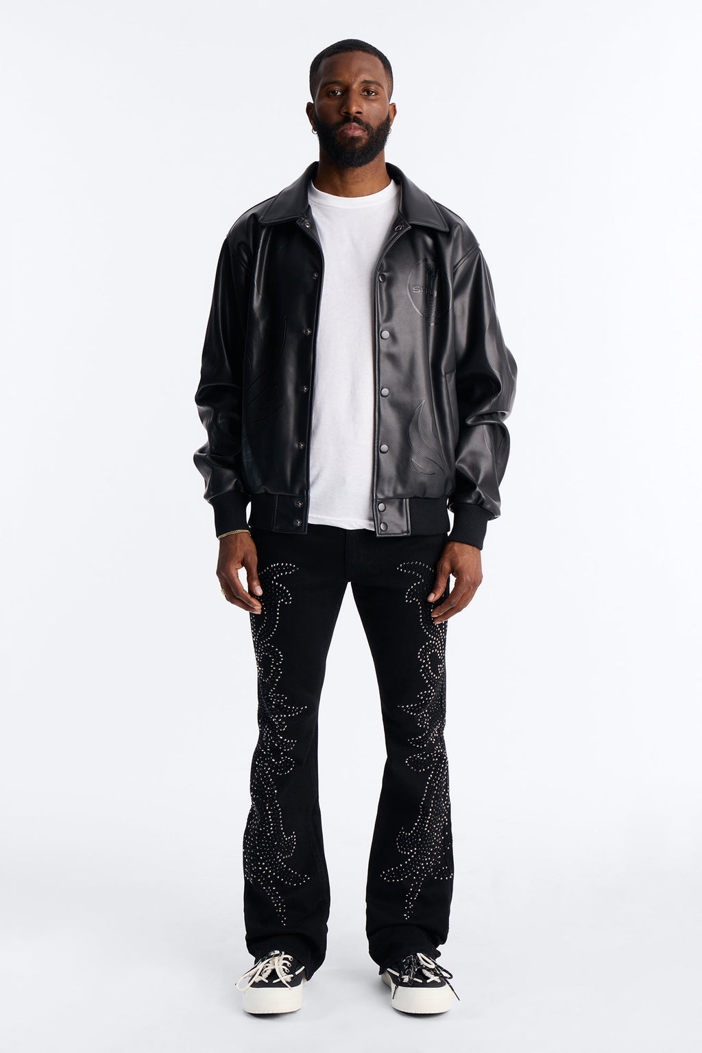 Stacked Skinny Flare Electric Storm Jean - Black