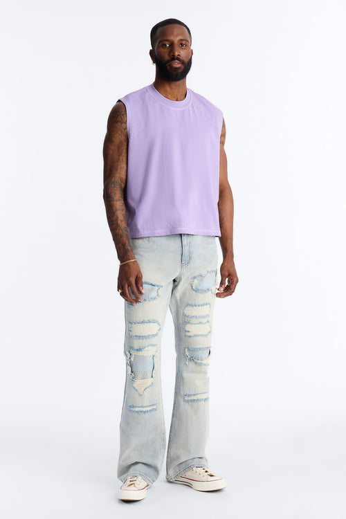 Boxy Cropped Caliber Muscle Tee - Purple
