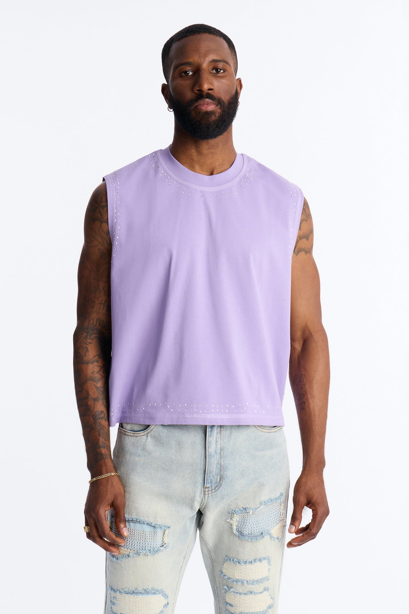 Boxy Cropped Caliber Muscle Tee - Purple