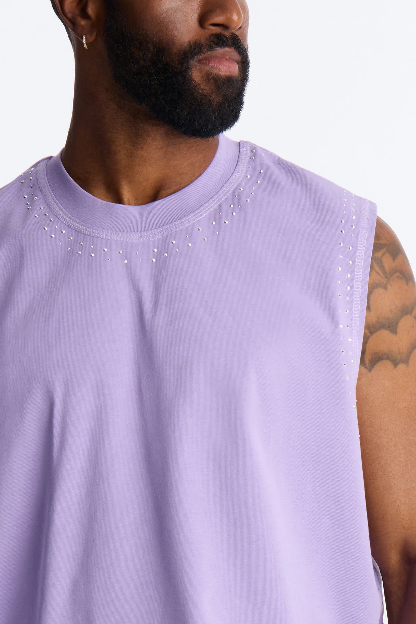 Boxy Cropped Caliber Muscle Tee - Purple