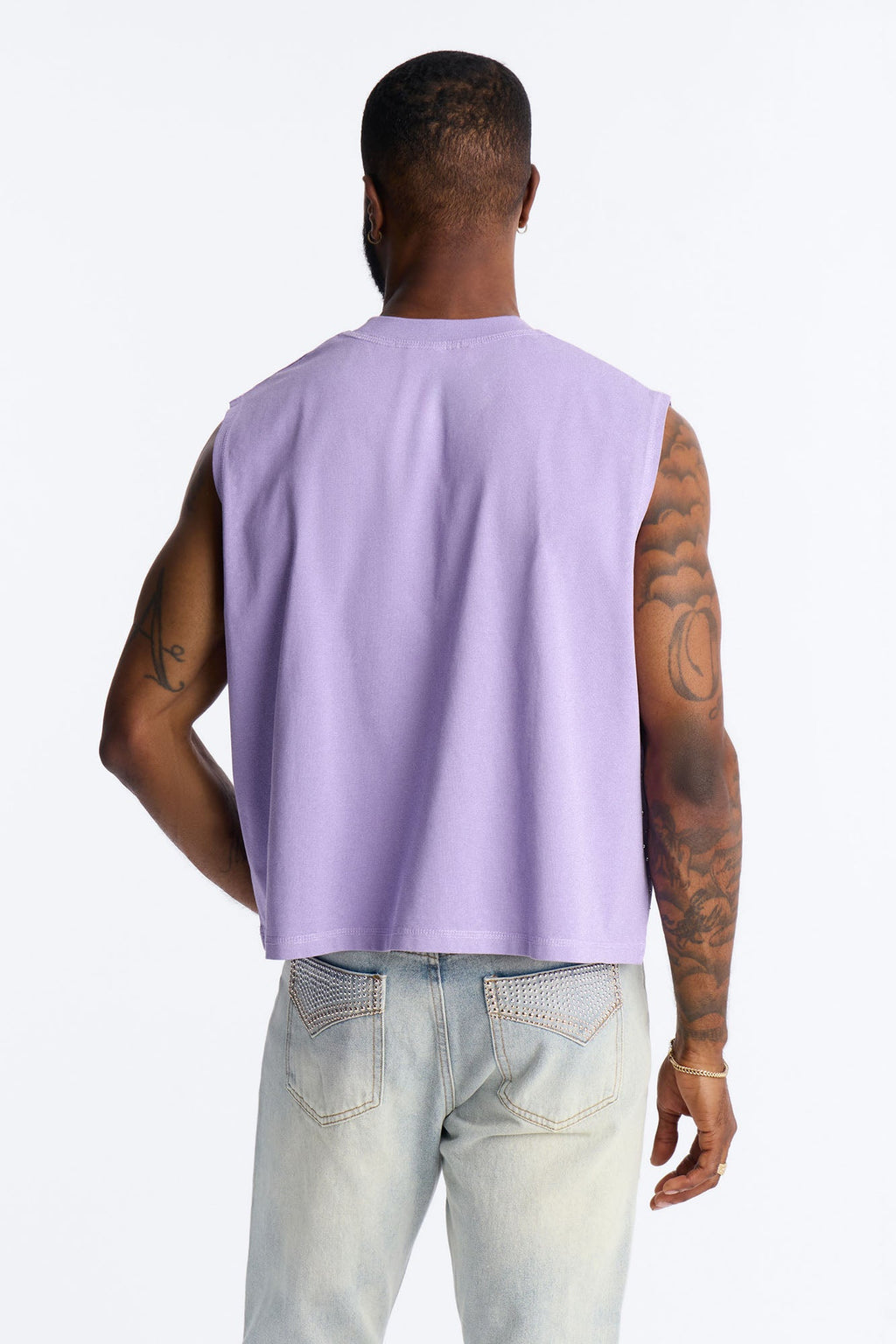 Boxy Cropped Caliber Muscle Tee - Purple
