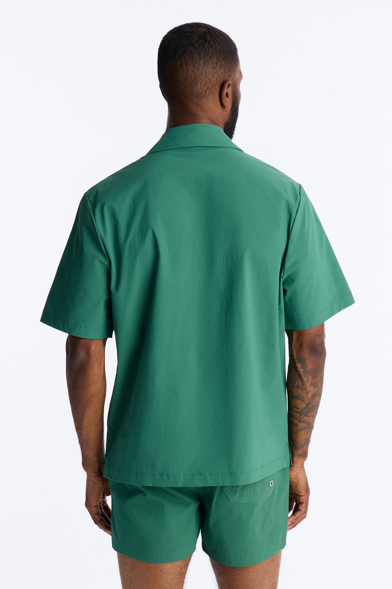 Montez Cuban Collar Button Up Shirt - Hunter Green