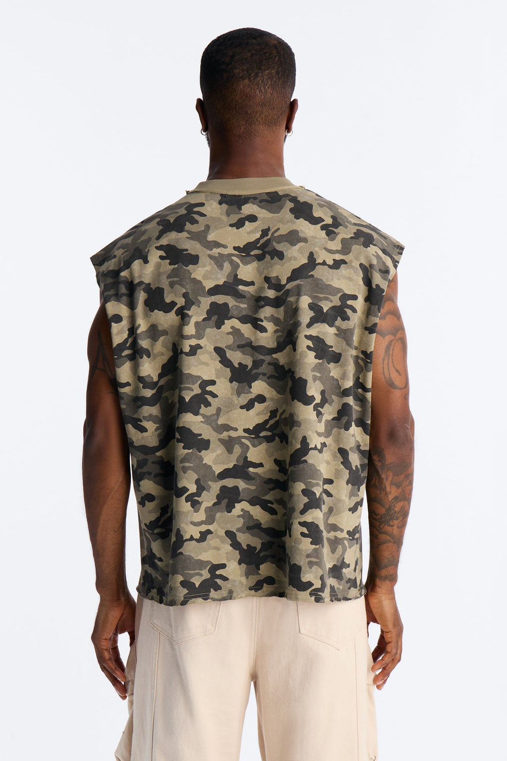 Boxy Cropped Street Soldier Camo Muscle Tee - Camouflage