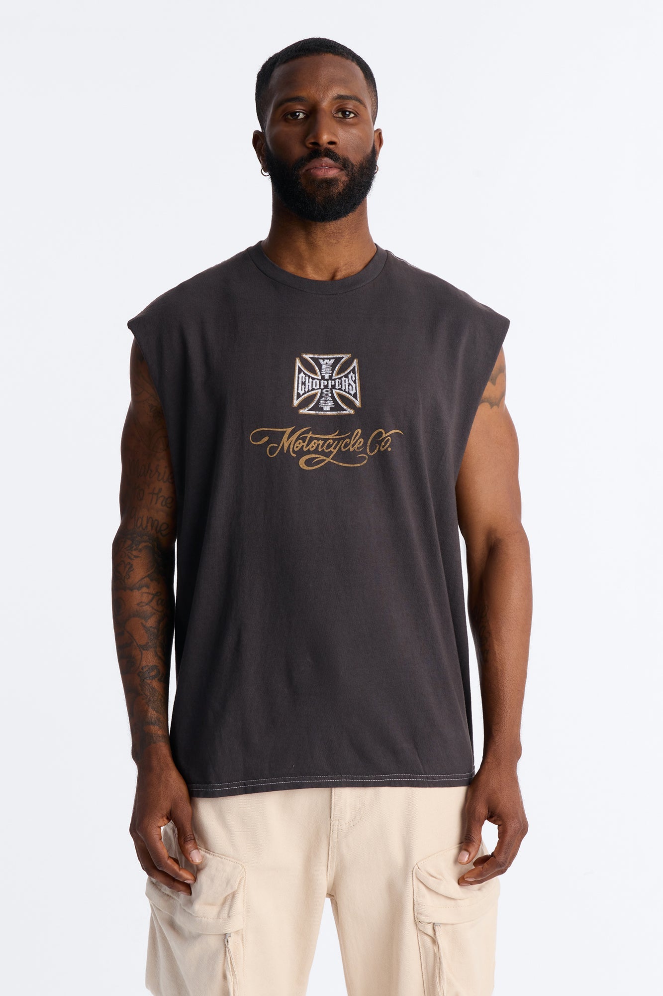 West Coast Choppers Motorcycle Club Muscle Tee - Black Wash