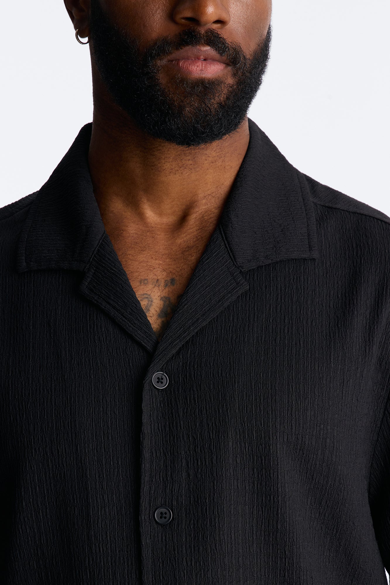 Burton Cuban Collar Button Up Shirt - Black