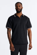 Saints Floral Johnny Collar Polo - Black