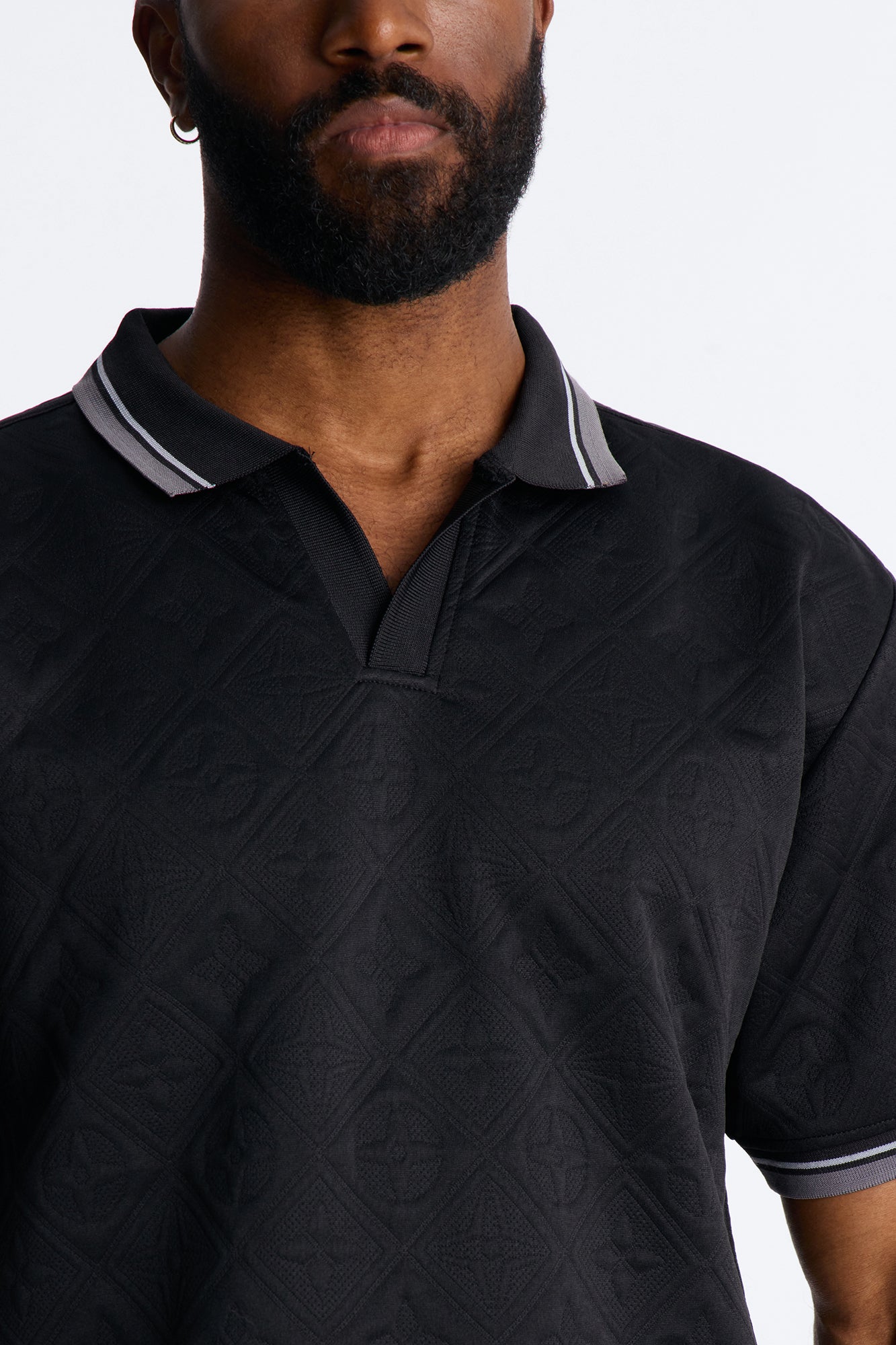 Saints Diamond Star Johnny Collar Polo - Black