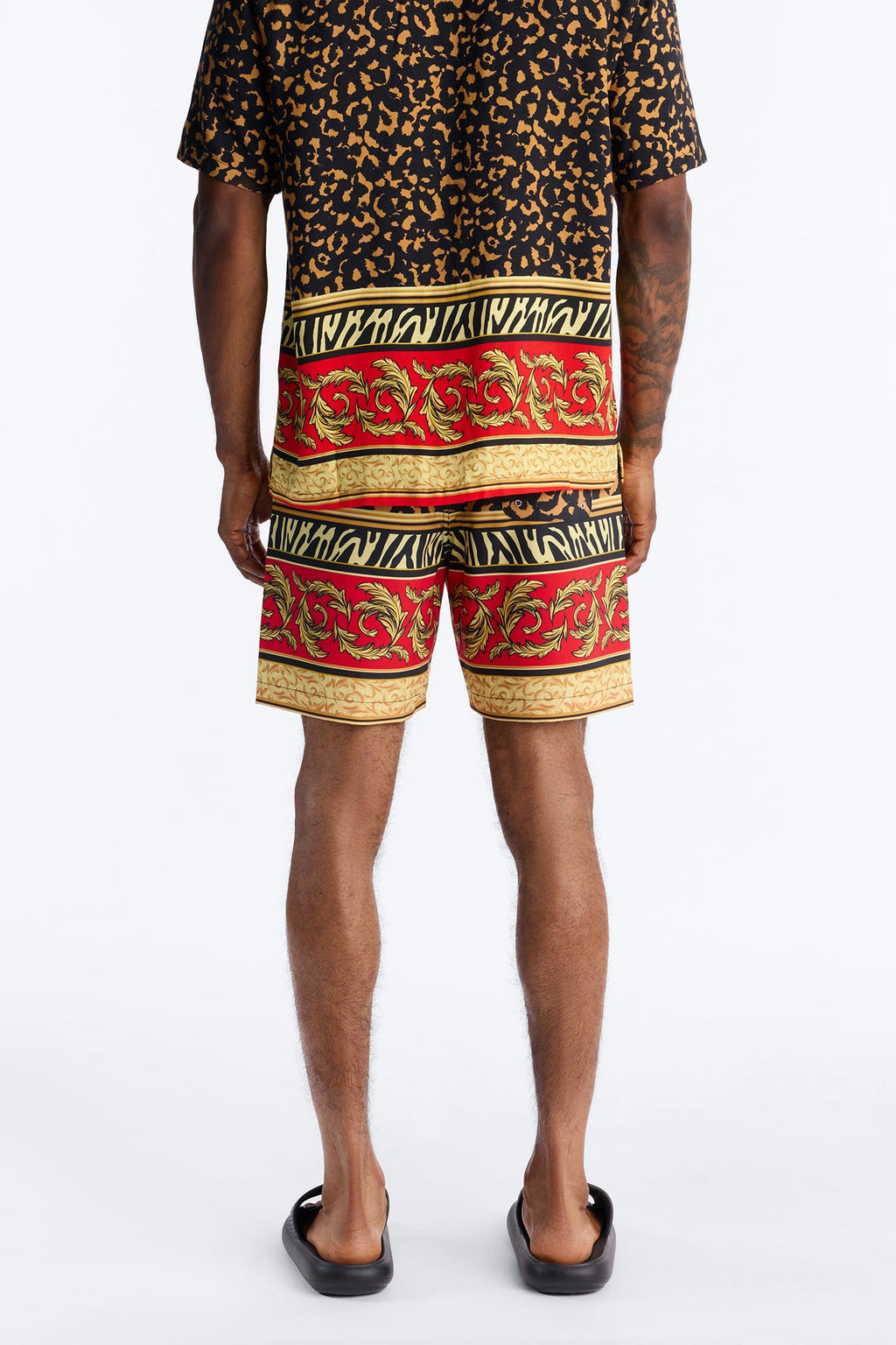 Animal Instincts Paneled Swim Trunk 7″ - Leopard