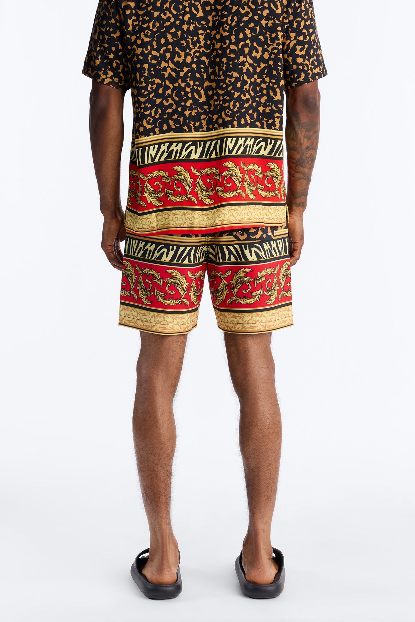 Animal Instincts Paneled Swim Trunk 7″ - Leopard