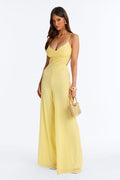 Maria Mesh Wide Leg Jumpsuit - Yellow