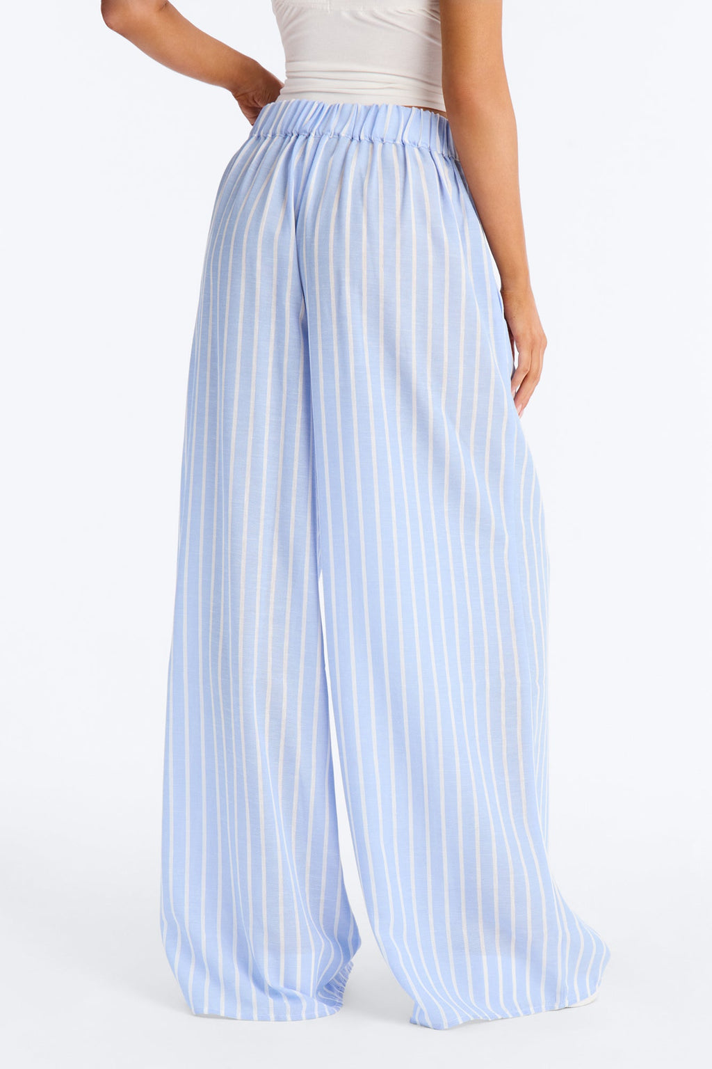 Ella Striped Linen Pant - Blue
