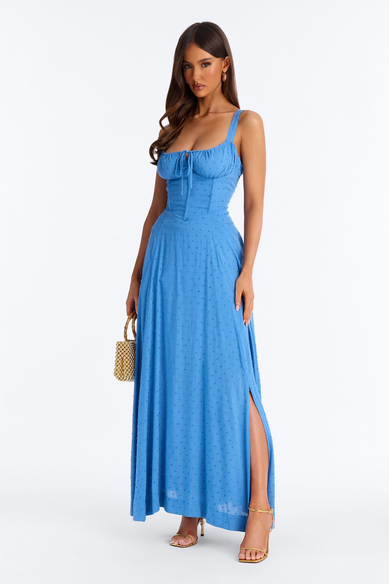 Eyes On Me Linen Maxi Dress - Blue