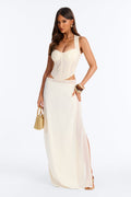 Phoebe Satin Wrap Maxi Skirt - Ivory