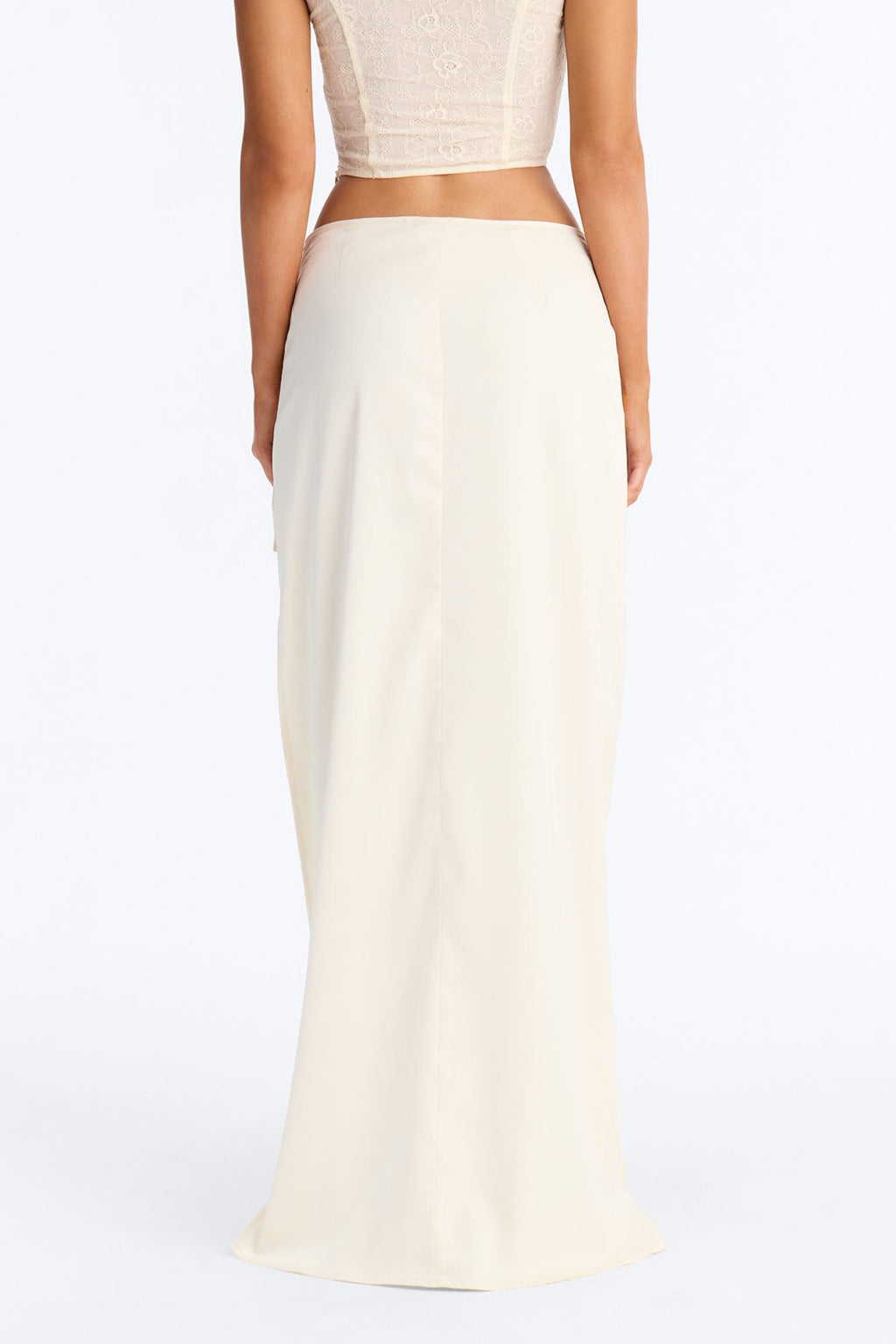 Phoebe Satin Wrap Maxi Skirt - Ivory