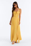 Eyes On Me Linen Maxi Dress - Yellow